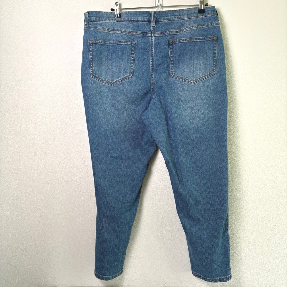 Denim & Co Jeans Womens 20W Blue Distressed Straight Leg Medium Wash A279891 - Picture 2 of 11